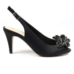 LUNAR Ankara Black Peep Toe Slingback