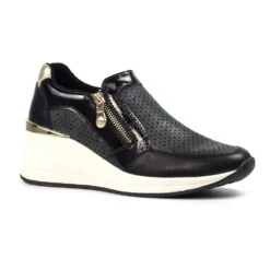 LUNAR Barcelona Black Wedge Trainer -Chic Ladies Shoes Store barcelona black wedge trainer p7409 423157 image