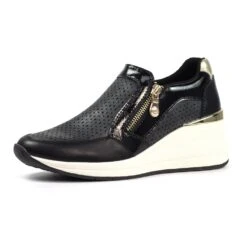 LUNAR Barcelona Black Wedge Trainer -Chic Ladies Shoes Store barcelona black wedge trainer p7409 423163 image