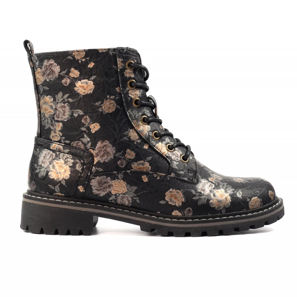 LUNAR Dazzle Black Floral Ankle Boot 3 LUNAR Dazzle Black Floral Ankle Boot