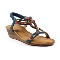 LUNAR Epsom Navy Wedge Sandal -Chic Ladies Shoes Store epsom navy wedge sandal p6403 404452 image