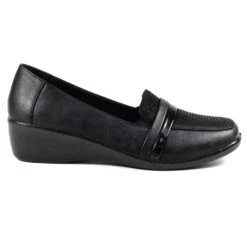 LUNAR Esther Black Comfort Wedge Shoe