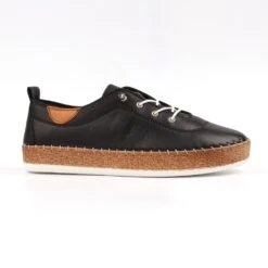 LUNAR Evie Black Leather Plimsoll -Chic Ladies Shoes Store evie black leather plimsoll p7480 429533 image