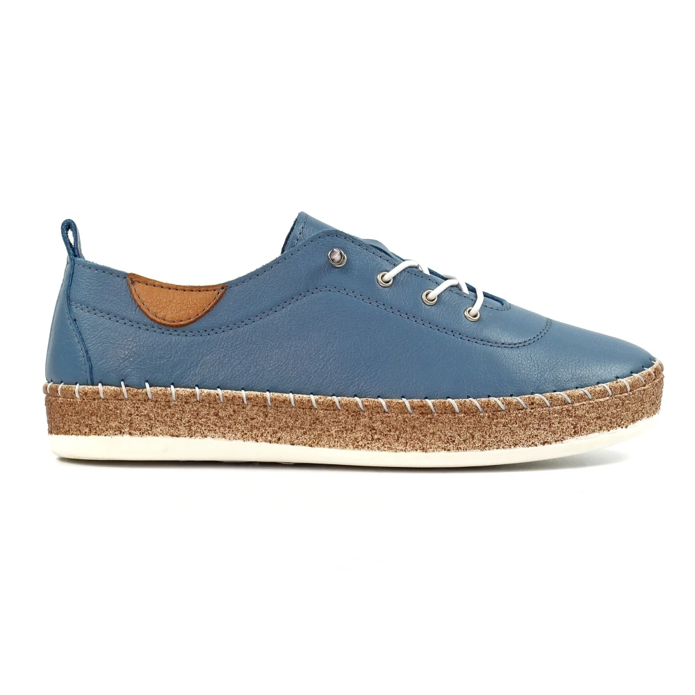 LUNAR Evie Mid Blue Leather Plimsoll 4 LUNAR Evie Mid Blue Leather Plimsoll - Image 2