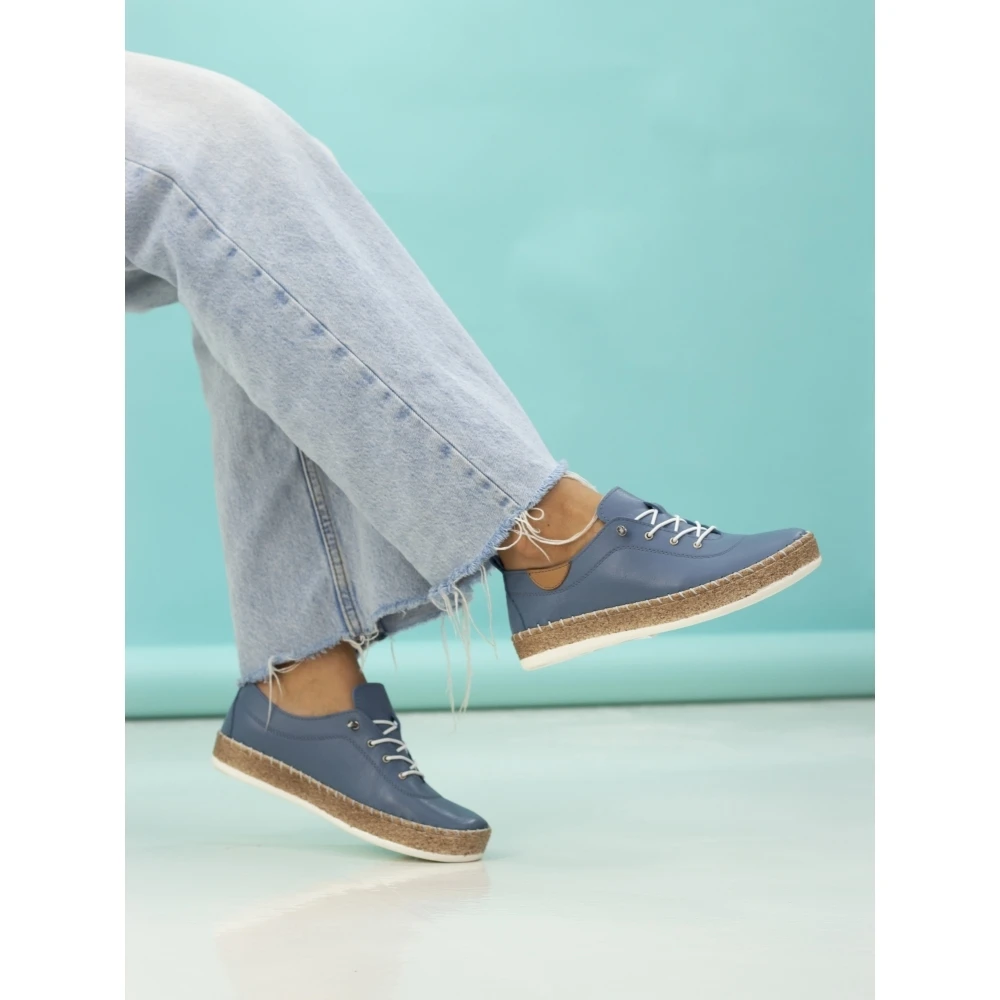 LUNAR Evie Mid Blue Leather Plimsoll 3 LUNAR Evie Mid Blue Leather Plimsoll