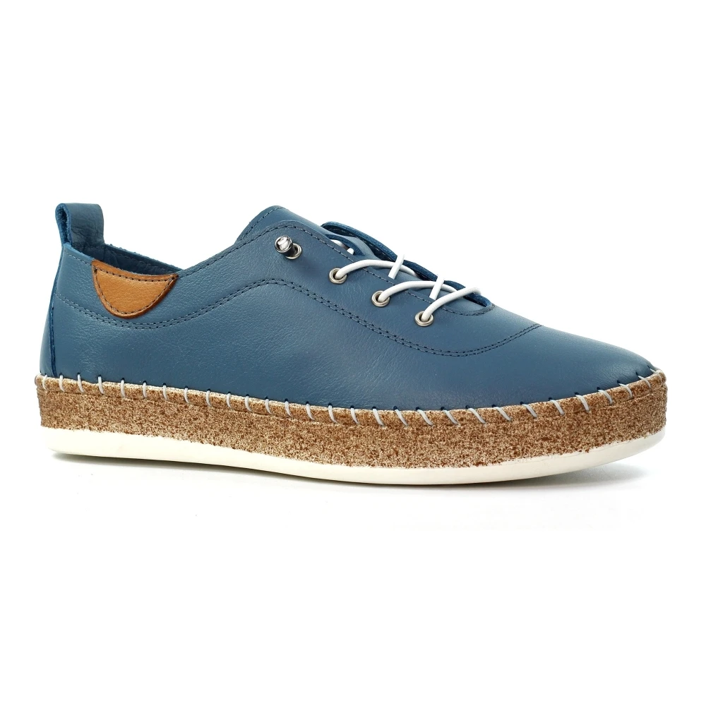 LUNAR Evie Mid Blue Leather Plimsoll 6 LUNAR Evie Mid Blue Leather Plimsoll - Image 4