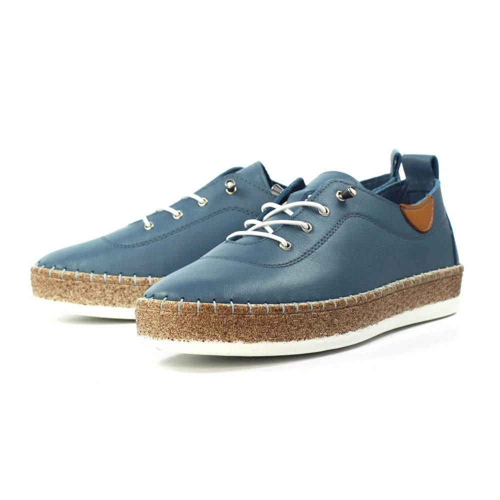 LUNAR Evie Mid Blue Leather Plimsoll 9 LUNAR Evie Mid Blue Leather Plimsoll - Image 7