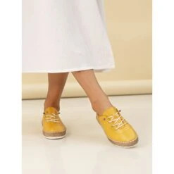 LUNAR Evie Mustard Leather Plimsoll -Chic Ladies Shoes Store evie mustard leather plimsoll p7131 407941 image