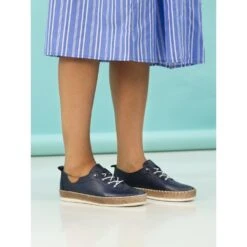 LUNAR Evie Navy Leather Plimsoll -Chic Ladies Shoes Store evie navy leather plimsoll p7129 407821 image