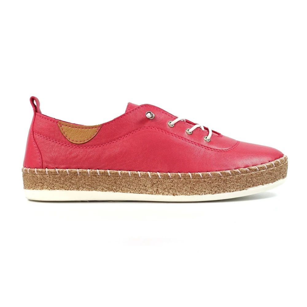 LUNAR Evie Raspberry Leather Plimsoll 4 LUNAR Evie Raspberry Leather Plimsoll - Image 2