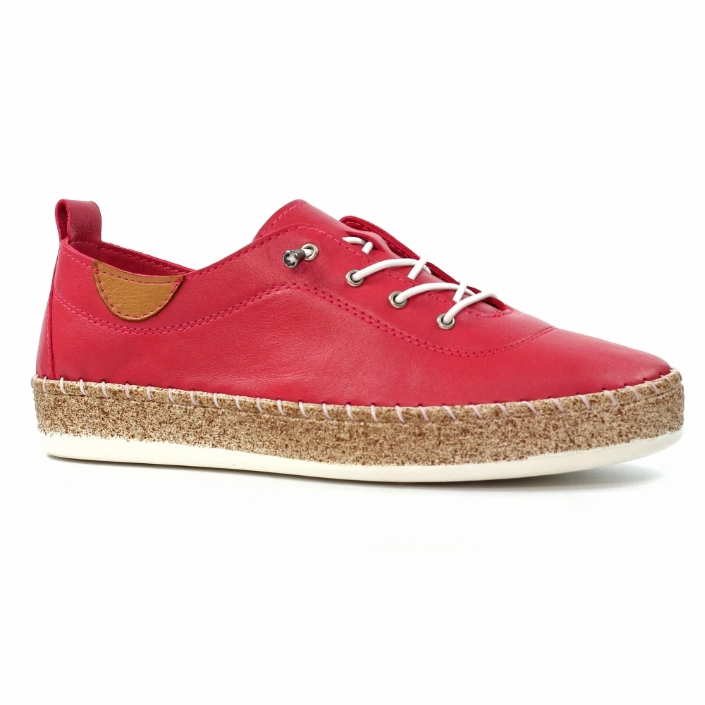 LUNAR Evie Raspberry Leather Plimsoll 6 LUNAR Evie Raspberry Leather Plimsoll - Image 4