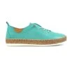 LUNAR Evie Turquoise Leather Plimsoll