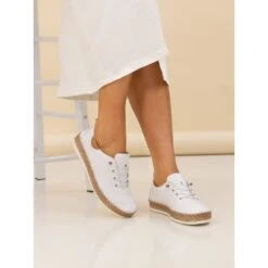 LUNAR Evie White Leather Plimsoll -Chic Ladies Shoes Store evie white leather plimsoll p7136 408223 image
