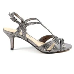 LUNAR Francie Wide Fit Pewter Gemstone Sandal -Chic Ladies Shoes Store francie wide fit pewter gemstone sandal p6740 382550 image