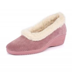 LUNAR Glynis Heather Fur Trim Wedge Slipper -Chic Ladies Shoes Store glynis heather fur trim wedge slipper p4763 290070 image
