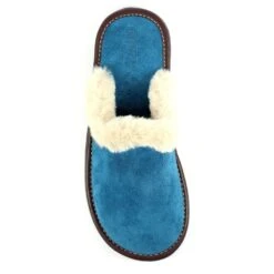 Otto Petrol Suede Slipper -Chic Ladies Shoes Store lazy dogz otto petrol suede slipper p6017 361985 image