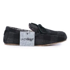 Mens Lumber Check Felt Moccasin Slipper