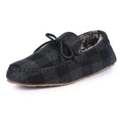 Mens Lumber Check Felt Moccasin Slipper -Chic Ladies Shoes Store mens lumber check felt moccasin slipper p4723 309380 image