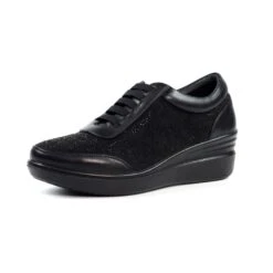 LUNAR Muriel Black Wedge Trainer -Chic Ladies Shoes Store muriel black wedge trainer p7017 397627 image