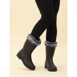 Norway Black Faux Fur-Lined Wellington -Chic Ladies Shoes Store norway black faux fur lined wellington p7146 412575 image