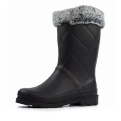 Norway Black Faux Fur-Lined Wellington -Chic Ladies Shoes Store norway black faux fur lined wellington p7146 412587 image