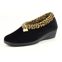 LUNAR Paloma Black Leopard Trim Slipper -Chic Ladies Shoes Store paloma black leopard trim slipper p6783 385548 image