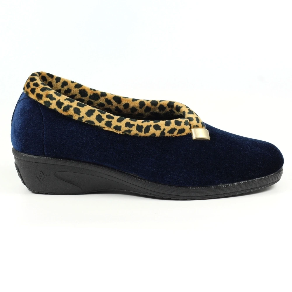 LUNAR Paloma Navy Leopard Trim Slipper 3 LUNAR Paloma Navy Leopard Trim Slipper