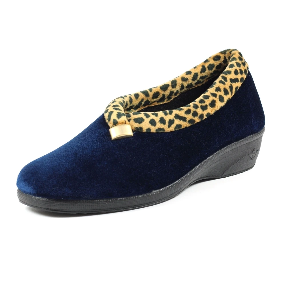 LUNAR Paloma Navy Leopard Trim Slipper 5 LUNAR Paloma Navy Leopard Trim Slipper - Image 3