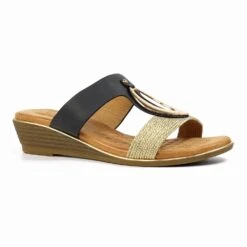 LUNAR Porto Black Wedge Sandal -Chic Ladies Shoes Store porto black wedge sandal p6375 404200 image