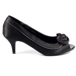 LUNAR Ripley Black Satin Peep Toe
