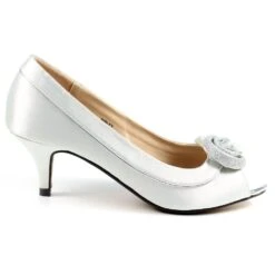 LUNAR Ripley Silver Satin Peep Toe