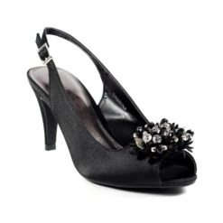 LUNAR Sabrina Black Satin Slingback Court -Chic Ladies Shoes Store sabrina black satin slingback court p6723 381960 image