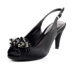 LUNAR Sabrina Black Satin Slingback Court -Chic Ladies Shoes Store sabrina black satin slingback court p6723 381966 image