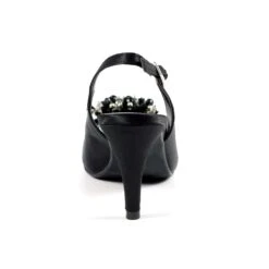 LUNAR Sabrina Black Satin Slingback Court -Chic Ladies Shoes Store sabrina black satin slingback court p6723 381978 image