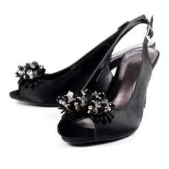 LUNAR Sabrina Black Satin Slingback Court -Chic Ladies Shoes Store sabrina black satin slingback court p6723 381984 image