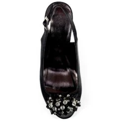 LUNAR Sabrina Black Satin Slingback Court -Chic Ladies Shoes Store sabrina black satin slingback court p6723 381990 image