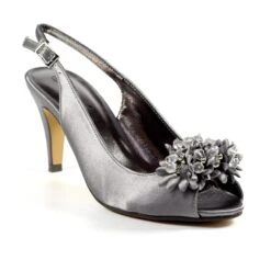 LUNAR Sabrina Dark Grey Satin Slingback Court -Chic Ladies Shoes Store sabrina dark grey satin slingback court p6726 382122 image