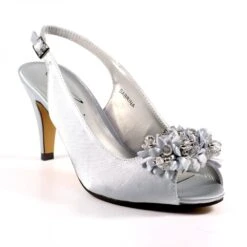 LUNAR Sabrina Silver Satin Slingback Court -Chic Ladies Shoes Store sabrina silver satin slingback court p6944 394396 image