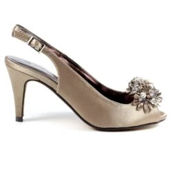 LUNAR Sabrina Taupe Satin Slingback Court