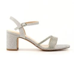 LUNAR Shazam Silver Block Heel Sandal