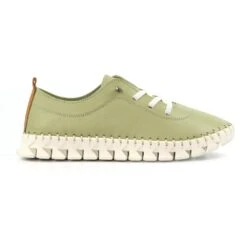 LUNAR St Austell Khaki Leather Plimsoll
