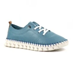 LUNAR St Austell Light Blue Leather Plimsoll -Chic Ladies Shoes Store st austell light blue leather plimsoll p6797 386345 image