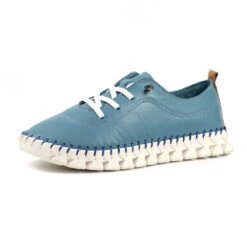LUNAR St Austell Light Blue Leather Plimsoll -Chic Ladies Shoes Store st austell light blue leather plimsoll p6797 386351 image