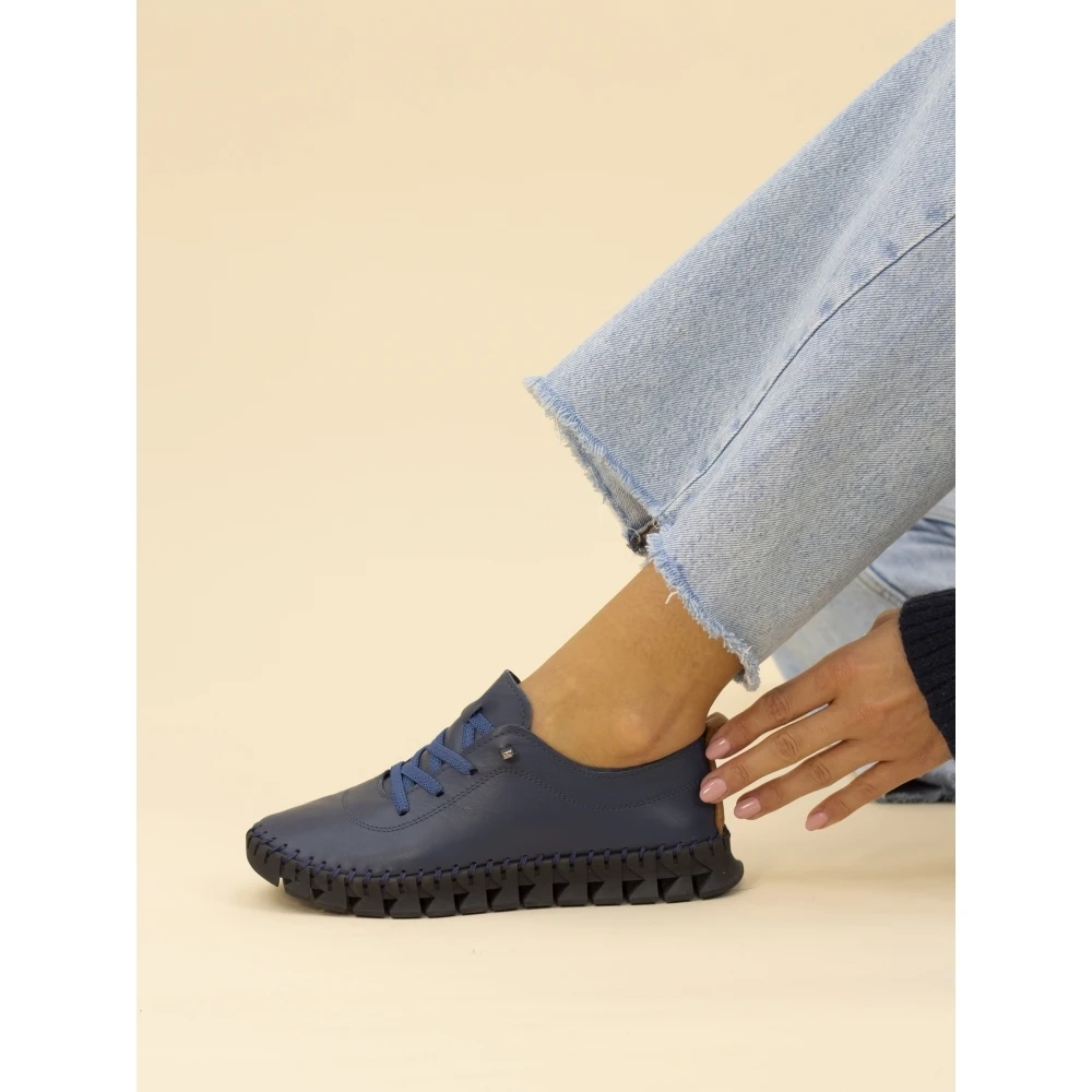 LUNAR St Austell Navy And Black Leather Plimsoll 4 LUNAR St Austell Navy And Black Leather Plimsoll - Image 2