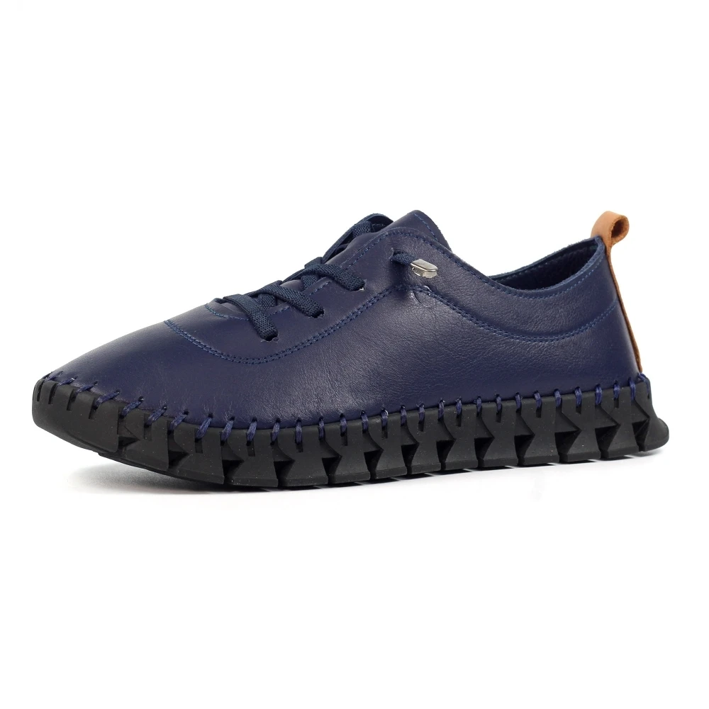 LUNAR St Austell Navy And Black Leather Plimsoll 7 LUNAR St Austell Navy And Black Leather Plimsoll - Image 5