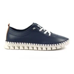 LUNAR St Austell Navy Leather Plimsoll