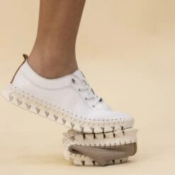 LUNAR St Austell White Leather Plimsoll -Chic Ladies Shoes Store st austell white leather plimsoll p6799 386453 image