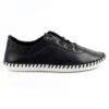 LUNAR St. Ives Black Leather Plimsoll