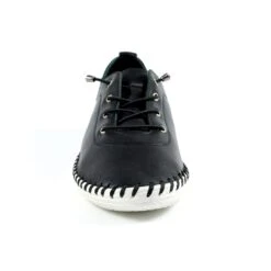 LUNAR St. Ives Black Leather Plimsoll -Chic Ladies Shoes Store st ives black leather plimsoll p5914 354836 image