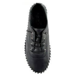 LUNAR St. Ives Black Leather Plimsoll -Chic Ladies Shoes Store st ives black leather plimsoll p5914 354854 image